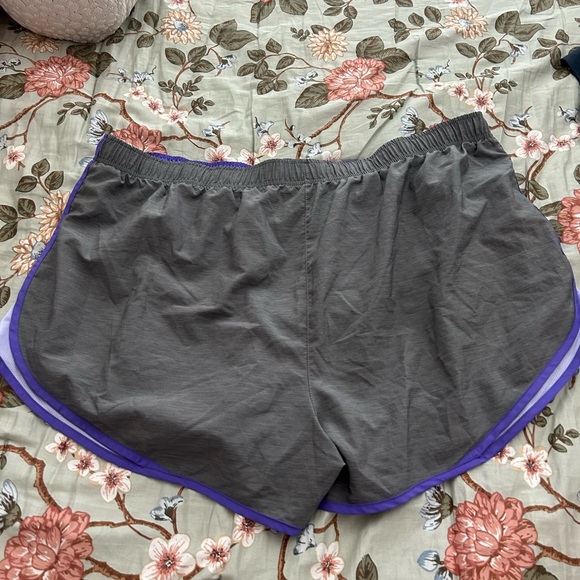 Nike Gray and Purple Athletic Shorts with Elastic Waistband - Picture 3 of 3